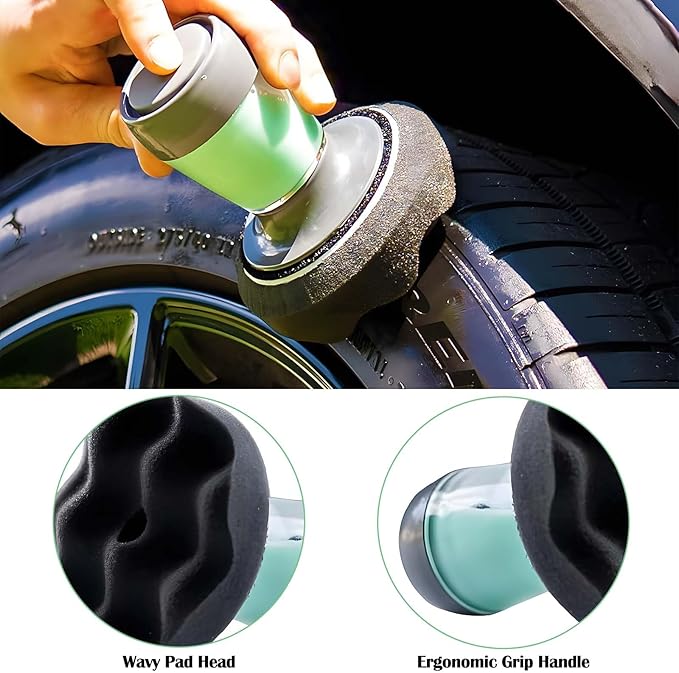 Flow Tire Shine Applicator with Reservoir - No-Drip, Streak-Free, Reusable Detailing Sponge for Car Care
