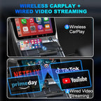4-in-1 Wireless CarPlay Adapter for iPhone 15/16/17 & Newer, Wired Video Streaming, Screen Mirroring, Two-Way Control & Charging, Plug & Play for Factory Wired CarPlay (Gray)