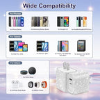 Aolcev for iPhone Charger Fast Charging Bling 2 in 1 USB A USB C Charger Block 25W Type C Fast Charging Blocks for iPhone 17 16 15 14 13 iPad Bling USB C Adapter for Galaxy S26 S25 Rhinestones Sliver