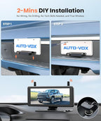 AUTO-VOX 7.2" DVR Portable Solar Wireless Backup Camera:HD 1080P 2 Min Quick Installation Support 2 Split Screen Back up Camera, IP69K Waterproof Reverse Camera for Car, Van, SUV, Truck, Trailer
