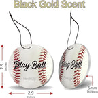 Baseball Car Air Freshener by HookUp - 2 Pack - Black Gold Scent (Extra Strong) | Unique Baseball Gift for Players, Coach, Fans | Hanging Car Accessory with Long Lasting Fresheners Smell