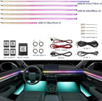 Acrylic Car LED Ambient Light, Fiber Optic Interior Light Strip, 24 Million Types, Ambient Light KKT that Swings with The Melody of Music (Dreamcolor 14 in 1)