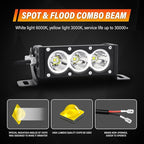 Willpower 2 Pieces 6 inch Single Row White LED Light Bar 30W Off Road Light Bar Spot Beam LED Work Light Truck UTV 4x4 Cars SUVs ATVs Boats Fog Driving Light with Wiring Harness kit