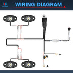 MICTUNING 4 Pods Pure White Rock Lights Kit - IP68 Waterproof, with Wiring Harness - Ultimate Underglow for Car, Truck, ATV, UTV, SUV, Off-Road, Golf Cart & Boat