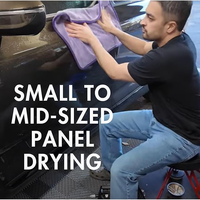 The Diva Rinseless V2 Car Drying Towel-16x20 inches, 1200 GSM Microfiber Twist Loop, Premium Korean Quality, Suede Edge Towel for Auto Detailing, Paint Safe, Purple - 3 Pack