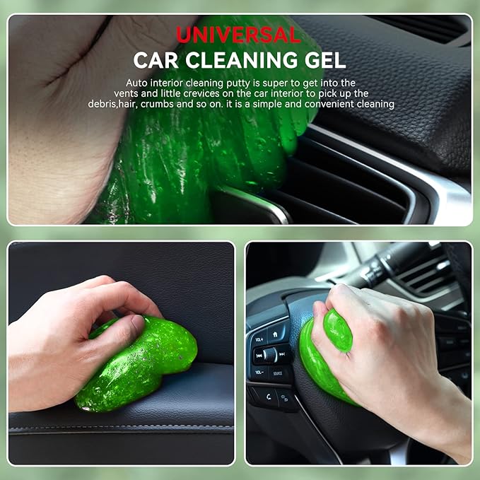 Auto Dynasty 2024 Universal Home/Office Keyboard/Interior Car Air Vent Auto Detailing Car Slime Cleaner Dust Cleaning Removal Gel Putty Jelly, Green
