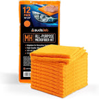 Suds Lab Premium Microfiber Towels for Car Detailing, Cleaning, Washing, Polishing - 16"x16" Ultra-Soft, Edgeless, Scratch-Free Cloth, Dual-Weave, Pack of 12