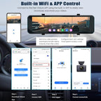 4K Mirror Dash Cam 10.88 Inch Rear View Mirror Front and Rear View Dual Cameras,GPS Tracking,Loop Recording,G-Sensor,Parking Assistance,APP Control,Parking Monitor,Waterproof Backup Camera