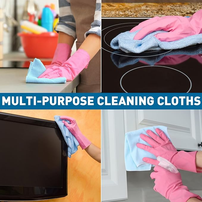 TEAWOO Microfiber Towels Bulk-300 Pack, Cleaning Cloths, Microfiber Towels for Cars, Cleaning Rags 5 Colors Assorted (12x12 inches)