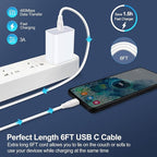 20W USB C Fast Samsung Charger Block 6FT Android Phone Cord for Samsung Galaxy A17 A16 5G A54 A14 A15 S26 S25 A03s S24 S23 A23 S21FE S22 Ultra A13 A53 A32 S20,Wall Plug Box,Type C to C Charging Cable