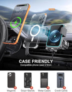 MOKPR Wireless Car Charger, Auto Clamping Car Charger Dash Windshield Air Vent Phone Holder Compatible with iPhone 17 16 15 14/13/13 Pro/12 pro/12/11/X/8, Samsung S24/S23/S22