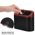 Ginsco Mini Car Trash Can with Lid, Small Car Garbage Can, Cute Leakproof ABS Car Trash Bin, Car Accessories for Interior, Garbage Bin for Car, Home, Office with 120pcs Trash Bags Black/Red