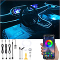 Car Atmosphere Light Kit 4m Fiber Optic RGB Multicolor Sound Active Music Sync Memory Function Bluetooth APP Control 64 Colors USB Car Interior Ambient Lighting Kit DC 12V