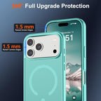 SUPFINE Magnetic for iPhone 17 Pro Max Case (Compatible with MagSafe)(Military Grade Drop Protection) Translucent Matte Shockproof with Anti-Fingerprint Phone Cover,Blue Green
