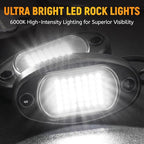 YONEDA 20 Pods White Rock Lights 6000K 42LED Ultra Bright LED Underglow Lights IP68 Waterproof for Trucks SUV UTV ATV RZR Car Boats Pickup Motorcycle with 39.37ft Extension Wire
