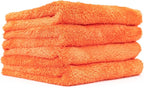 The Rag Company - Eagle Edgeless 500 (4-Pack) Professional Korean 70/30 Blend Super Plush Microfiber Detailing Towels, 500GSM, 16in x 16in, Orange