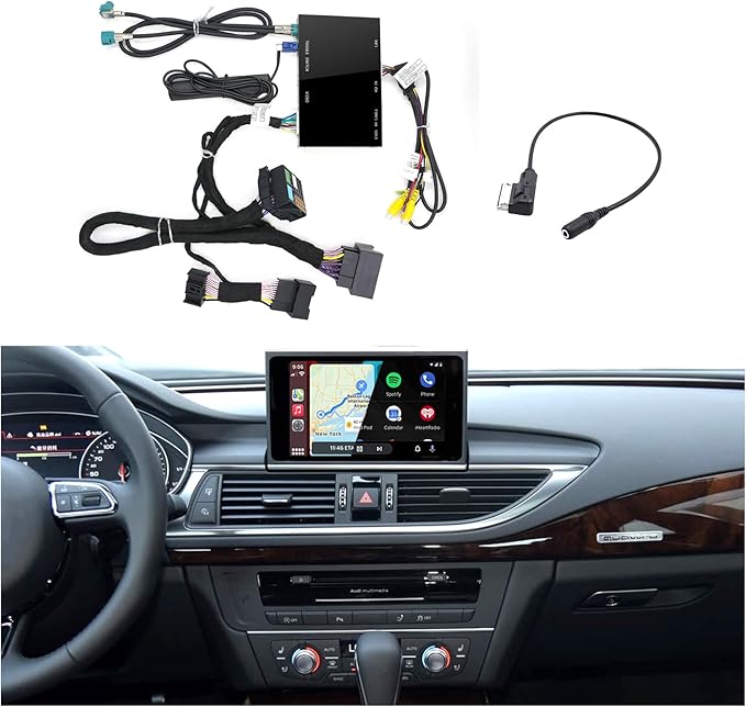 Wireless CarPlay + Android Auto + Mirroring Retrofit Decoder Box Kit, USB Stick Playback, Compatible with Audi A6 A7 C7 from 2016-2018 with MIB Version
