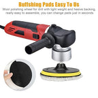 Buffer Polisher Pad Made of Wool - Wheel Mop Kit for car Detailing Drill Adaptor | Pack of 5 pcs - car buffers and Polishers kit is Practically Durable & Reusable - Drill Adapter.