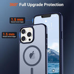 SUPFINE Magnetic for iPhone 12 Pro Max Case (Compatible with MagSafe) (10 FT Military Grade Drop Protection) Slim Translucent Matte Shockproof with Anti-Fingerprint Phone Case,Navy Blue
