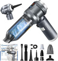 SakerPlus 4 in 1 Handheld Car Vacuum Cleaner, 17500PA High Power Rechargeable Portable Vacuum with LED Light, Multi Nozzles for Car, Home & Office–Ideal for Family(Light Grey)