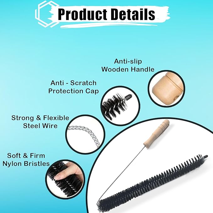 Dryer Vent Cleaner Kit (3-Pack): Flexible Extra Long Lint Brush & Refrigerator Coil Brush - Professional Dust & Pet Hair Remover for Appliance Cleaning.