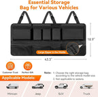 Trunk Organizer for SUV, 43" x 19" Large Capacity Car Organizers and Storage, Backseat Hanging Storage Bag with 10 Pockets, Adjustable & Waterproof Car Interior Accessories for SUV Truck MPV