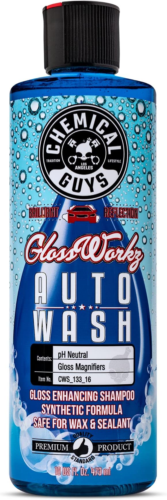 Chemical Guys CWS_133_16 Glossworkz Gloss Booster Car Wash Soap (Works with Foam Cannons, Foam Guns or Bucket Washes) Safe for Cars, Trucks, Motorcycles, RVs & More, 16 fl oz, Watermelon Scent