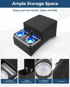 Upgraded Center Console with Lock, Truck Bench Front Seats Center Console Organizer and Storage, Cup & Phone Holder for Minivan, SUV, Middle Van, Fast Phone Charging & 7-Color Adjustable LED Lighting