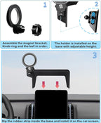 Car Phone Holder for 2025 2026 Volvo EX30 Accessories Apply to 12.3 Inch Touch Screen Fixed Clip Magnetic Cell Phone Mount Hands-Free 360 Degree Rotation