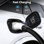 VIPTOO Tesla to J1772 Adapter 60A 250V AC — NACS EV Charging Connector for Tesla Wall/Destination/Mobile Charger, Fast & Safe Charging (White)