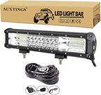 AUXTINGS 15 inch 216W LED Light Bar Triple Row Spot Flood Combo Beam Off Road Lights Waterproof Work Light with Wiring Harness for JP Trucks SUV ATV UTV Boat Lights, 12V 24V