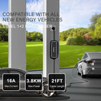 Level 1+2 EV Charger, 16Amp 110-240V, Portable SAE J1772 Electric Car Chargers, Plug-in EV Charging Station for Home,21 Ft Level 2 Charger Cable NEMA 6-20Plug(Tesla Need Adapter)