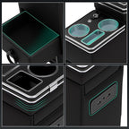Center Console Between Seat Organizer for Minivans,SUVs,with Dual USB charging at the front and back,ambient lighting and drawers for Minivan&SUVs, Middle Van Floor Console Organizer Storage Box Black