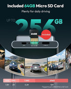 BOTSLAB 4K Dual Dash Cam Front and Rear [2026 Upgraded], STARVIS 2 Sensor, 64GB Card Included, Voice Control, 5GHz WiFi Dashcam Front and Rear Camera, Built in GPS, WDR Night Vision, 24H Parking Mode