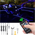Car Ambient Lighting Optic Fiber 8 Colors Music Sound Active with RF Remote Control Car Decorative Atmosphere Lighting Kit DC 12V 1W 4m