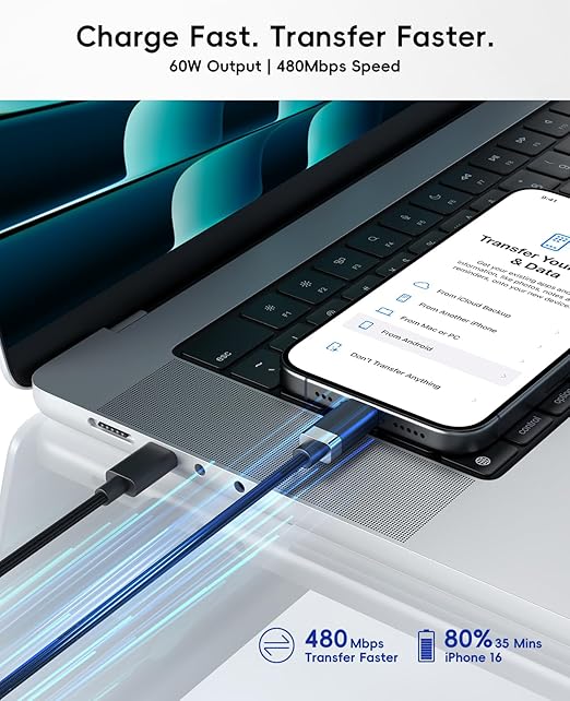 Magtame 2Pack USB C to USB C Cable 5FT, StayCable 60W Fast Charging Type-C Cable with Anti-Drop Magnetic Holder for Bedside, Desk, Car, Compatible with iPhone 17/16, Laptop