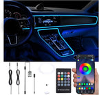 USB Car Ambient Lighting Optic Fiber 64 Colors Music Sound Active with APP Control Car Decorative Atmosphere Lighting Kit DC 12V 1W 3m