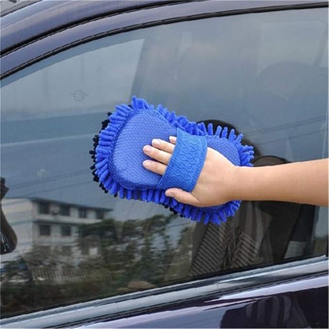 Car Wash Sponge Microfibre Chenille Car Wash Gloves Built in Hand-Strap Cleaning Sponge Mitt