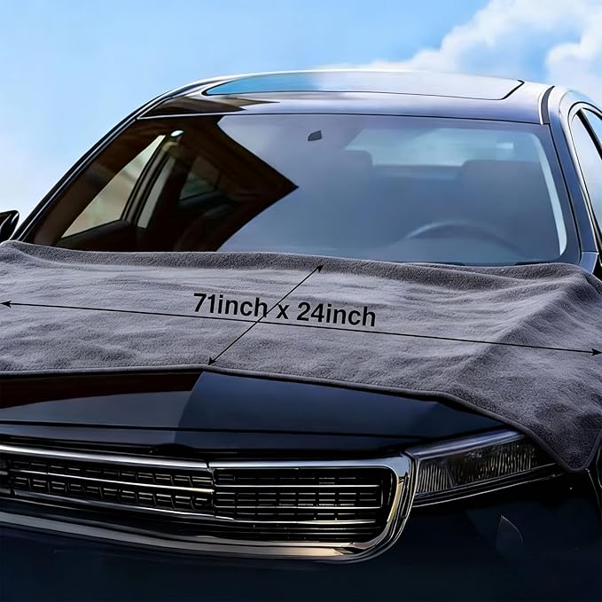 2-Pack 1200 GSM Microfiber Car Drying Towels, 71" x 24" Large Absorbent Towel for Auto Detailing, Streak-Free & Scratch-Free for Cars, SUVs, Trucks with Edgeless Design