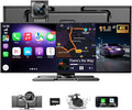 11.5" Largest Wireless Carplay HD Screen for Carplay & Android Auto Car Stereo with 4K Dash Cam 1080P Backup Camera, GPS Navigation/Bluetooth/Mirror Link/Voice Control/AUX/FM/Siri