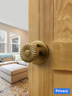 Privacy Door Knob Antique Brass Retro Door Knob, Interior Vintage Door Handle Bedroom Bathroom Brushed Doorknob, Stainless Steel Knob, 1 Pack