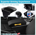 T TGBROS Car Armrest Box for 2002-2008 Honda Fit Jazz Hatchback(Not Fit The Sedan Model) Storage Center Console Double Layer 7 USB Ports Armrest Organizer Box (All Black)