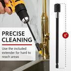 Impresa Drill Brush Attachment Set - Pack of 10, 5 Tapered & 5 Flat, 6 in Extender - Rotary Grout Cleaning Brushes - Crevice Reach with Drill Extender Attachment - Home & Auto Detailing Scrub Heads
