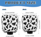 Qilmy Cow Print Pattern Microfiber Chenille Car Wash Sponge Scratch Free Car Wash Mitt Absorbent Mitt Sponge for Trucks SUVs Car Washing Home Cleaning, Large