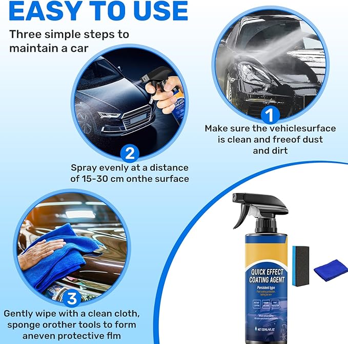 2Pcs Updated Quick Effect Coating Agent for Car,Car Coating Spray Quick-Acting Coating Agent Spray, Car Coating Oil Film Emulsion Glass Cleaner
