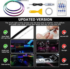 Dreamcolor Acrylic Interior Car LED Strip Light, 55.1 inches Fiber Optic Ambient Lighting Kits, 16 Million Colors Sound Active Function Neon LED Strip for Car
