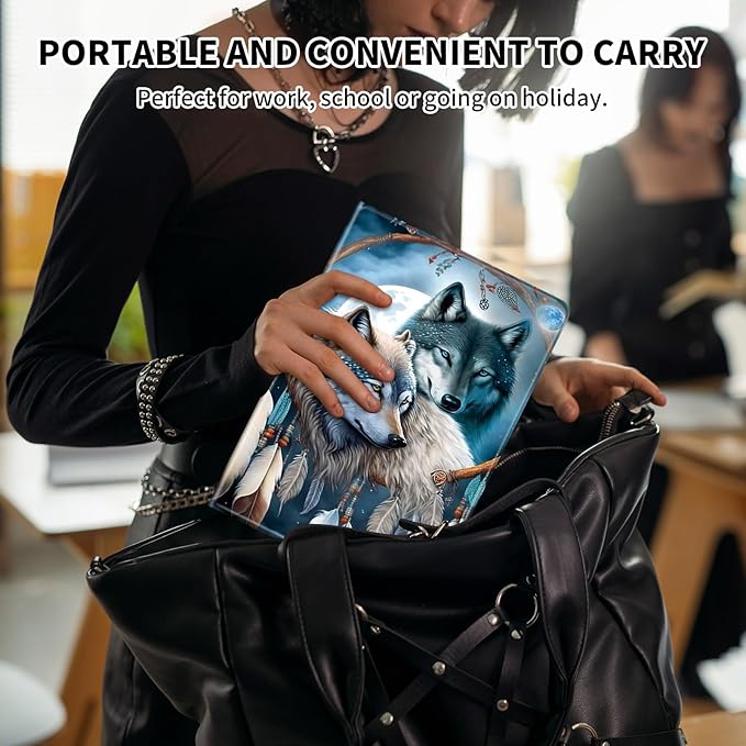 Case for 6" Kindle 11th Generation Case 2024/2022 Release,Leather Slim Folio Adjustable Stand Cover with Auto Wake/Sleep for Basic Kindle 2024/2022 11th Gen e-Reader,Dream Catcher Wolf