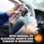 DONKEYPRO Interior Car Cleaner & Polishing - Repels Dust & Staining, Restores & Protects Plastic, Vinyl, Leather, Dashboard - UV Guard, Anti-Aging, Exterior & Interior Car Detailer Spray (3 x 15oz)