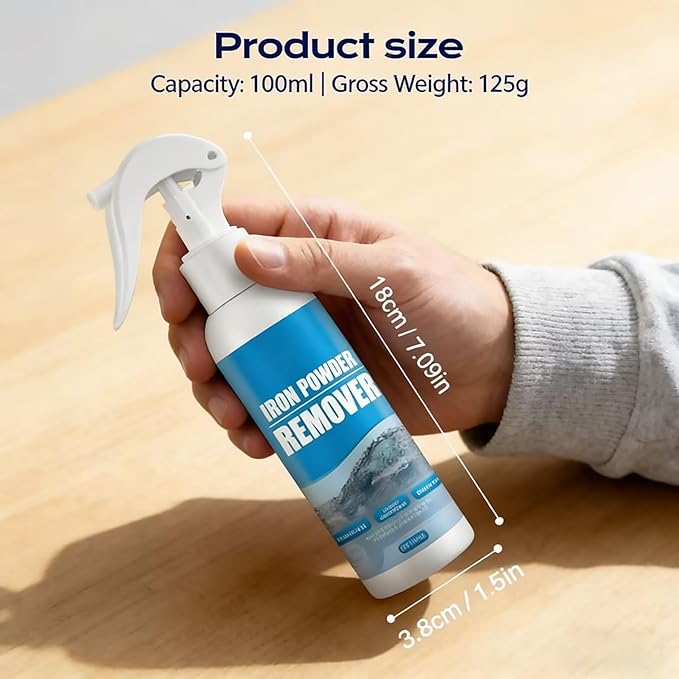Rust Stain Remover Spray, Heavy Duty Metal Iron Powder Dissolver for Car Rims, Wheels, and Painted Surfaces, Quick Acting Rust Cleaner for Automotive, Tools, and Home Use (1)