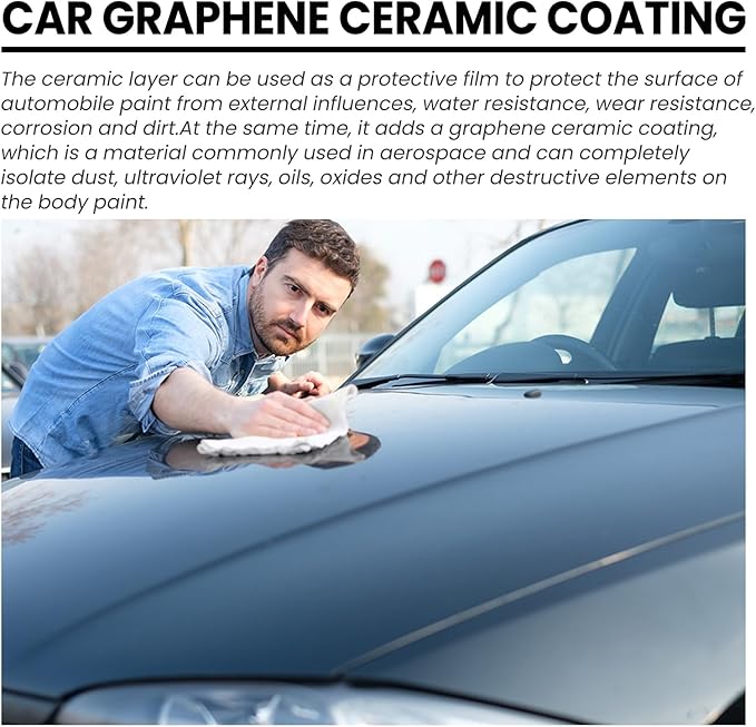 Graphene Ceramic Car Coating Kit, 70ml, Ultra High Gloss & Shine Protection with Application Accessories